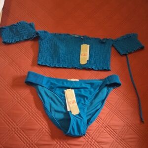 GB girls Blue Off-Shoulder Bikini Set